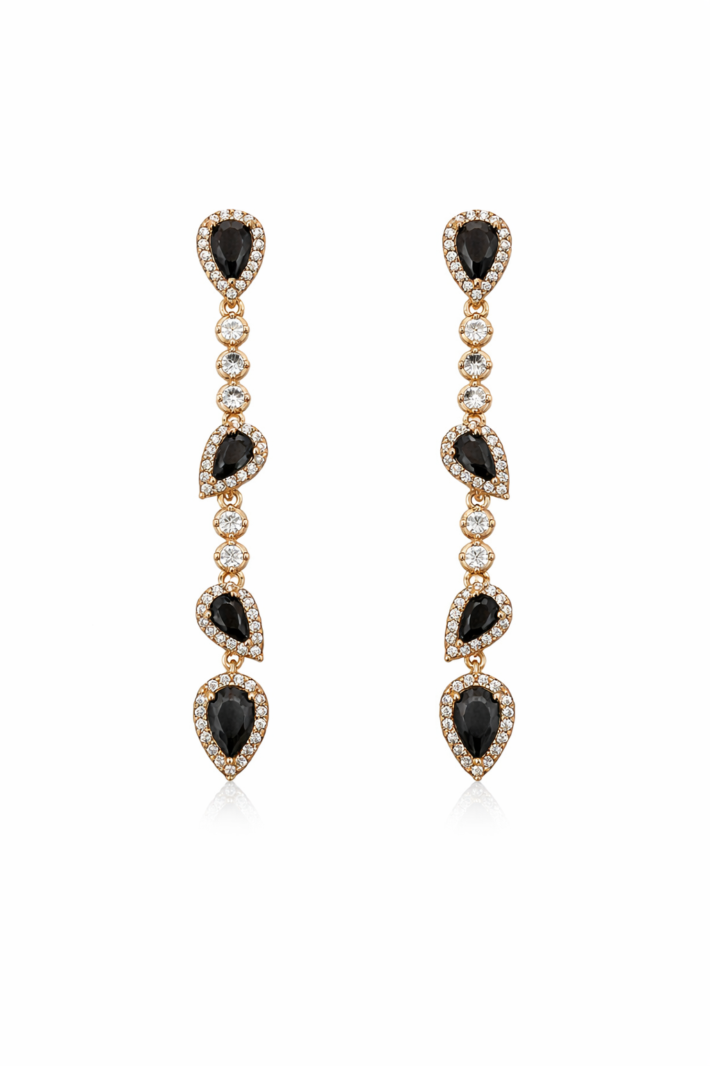 ARETE GOTAS COLGANTES NEGRAS