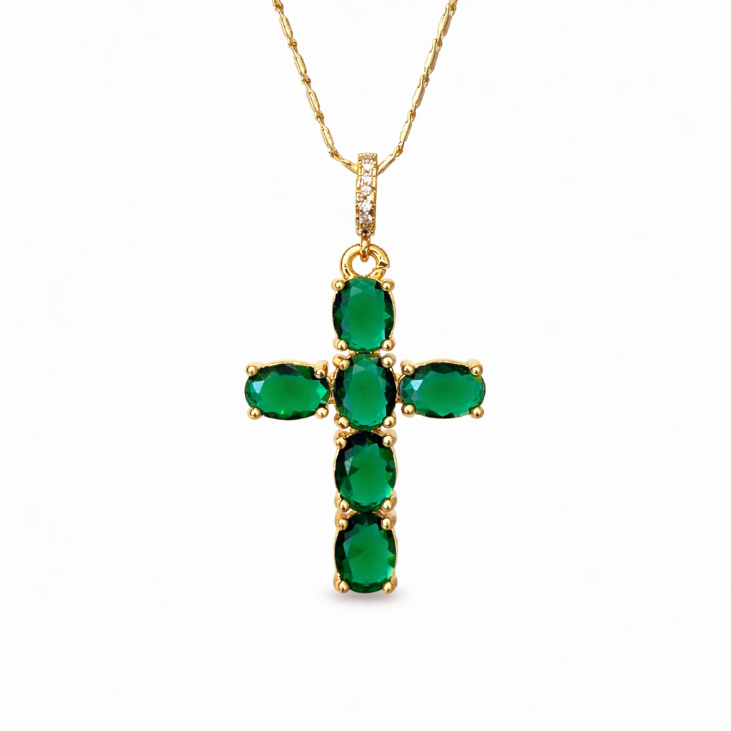 EMERALD CROSS NECKLACE