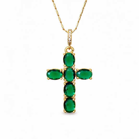 EMERALD CROSS NECKLACE
