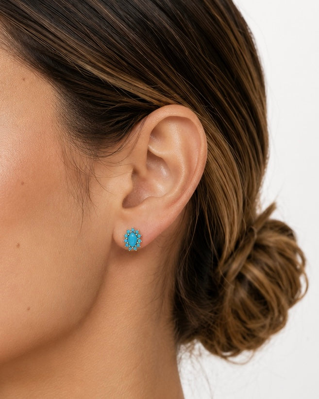 ARETE FLOR TURQUESA