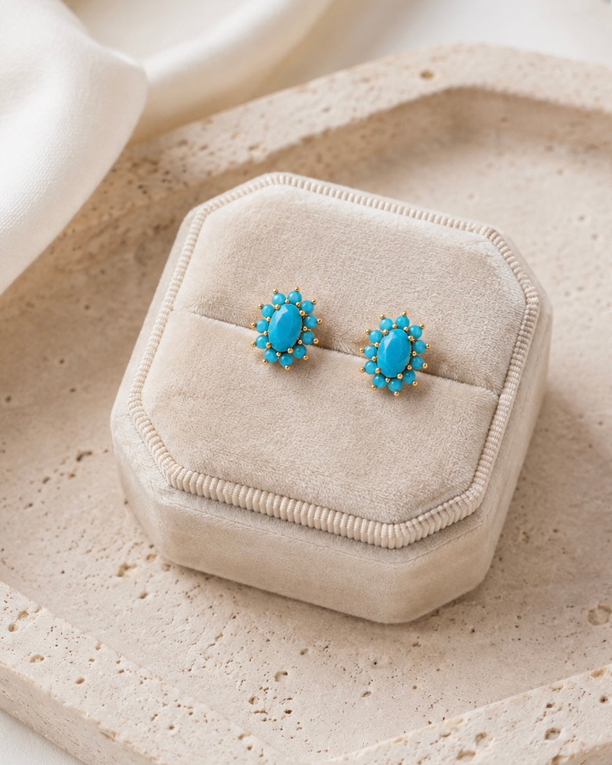 ARETE FLOR TURQUESA