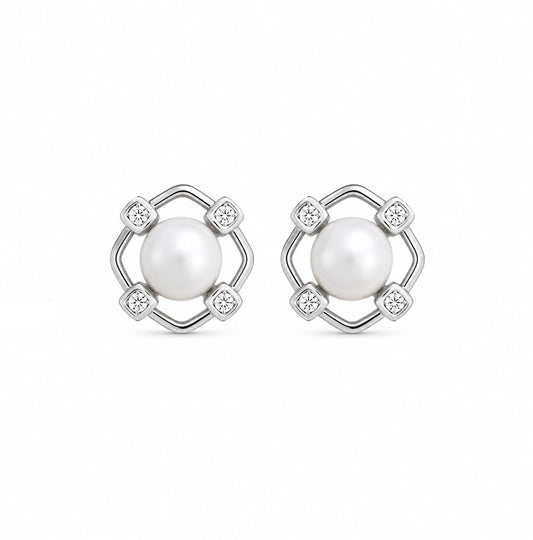 ARETE PERLA ROMBO CZ CUADRO