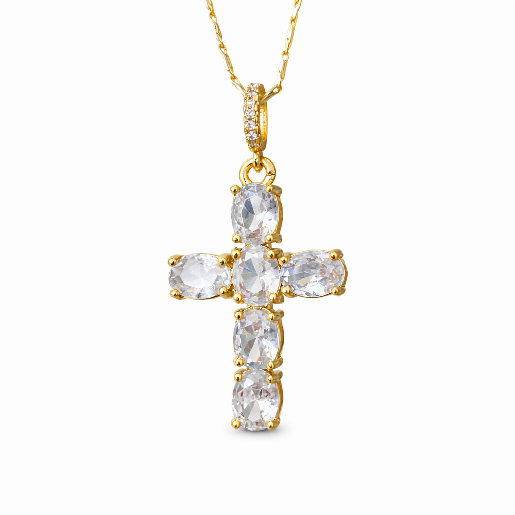 CLEAR CROSS NECKLACE