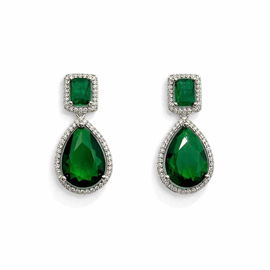 ARETE CUADRO Y GOTA ESMERALDA