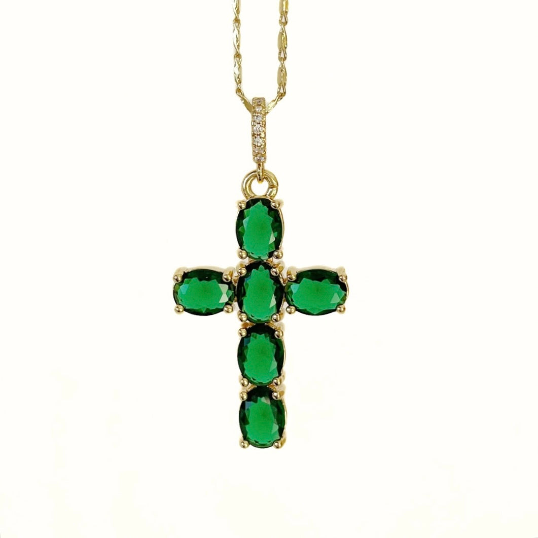 EMERALD CROSS NECKLACE