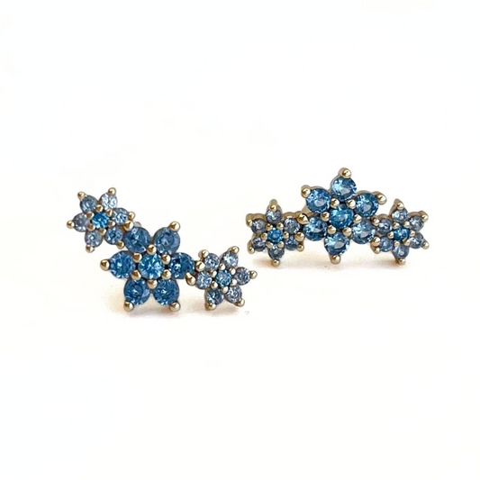 ARETE TRES FLORES AZULES