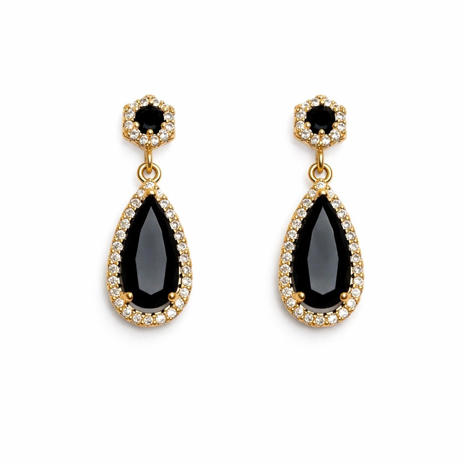 ARETE GOTA NEGRA DORADO